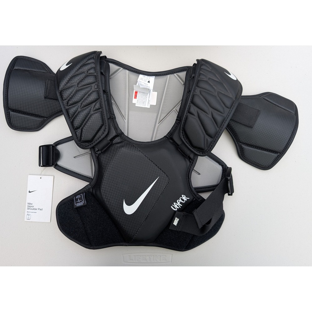 Nike Vapor Lacrosse Shoulder Pads Black Grey Size Medium NWT SPV2-010
